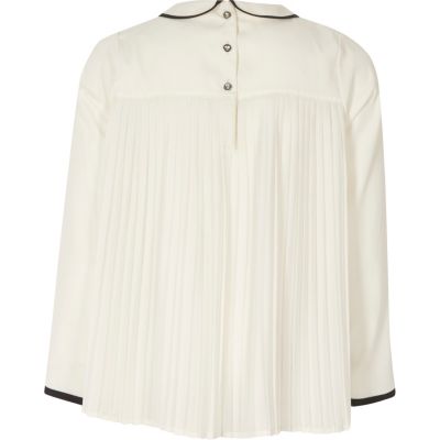 Girls white peter pan pleated top